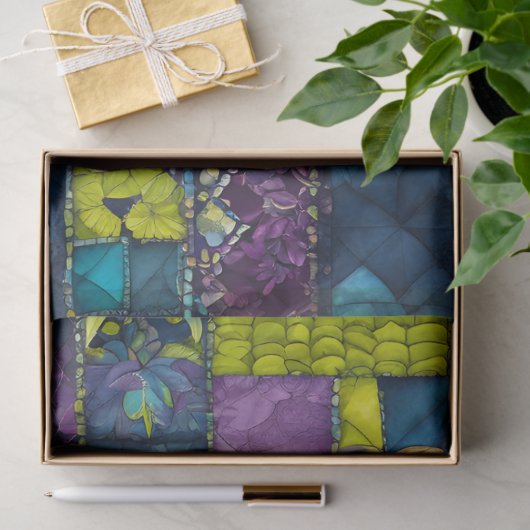 Kleurrijke Patchwork Quilt Art Tissue Papier (Geschenk)