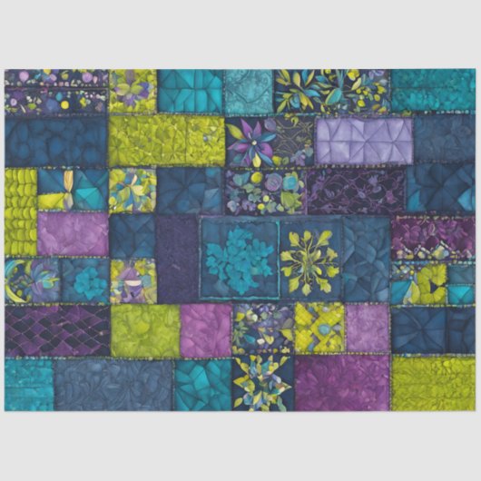 Kleurrijke Patchwork Quilt Art Tissue Papier (Voorkant)