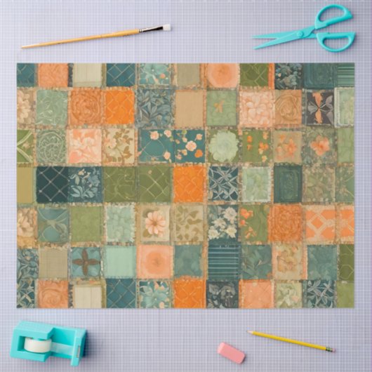 Kleurrijke Patchwork Quilt Art Tissue Papier (Craft)