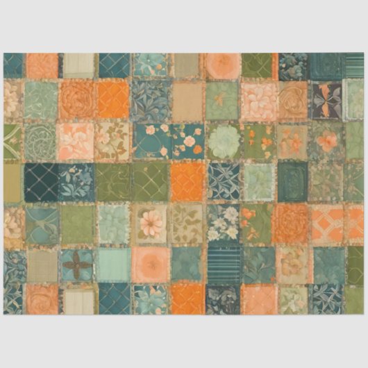 Kleurrijke Patchwork Quilt Art Tissue Papier (Voorkant)
