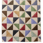 Kleurrijke Patchwork Quilt: Bloemtextuur. Douchegordijn (Voorkant)