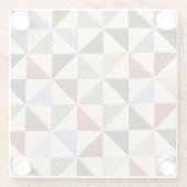 Kleurrijke Patchwork Quilt: Bloemtextuur. Glazen Onderzetter (Achterkant)