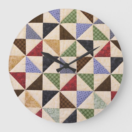 Kleurrijke Patchwork Quilt: Bloemtextuur. Grote Klok (Voorkant)