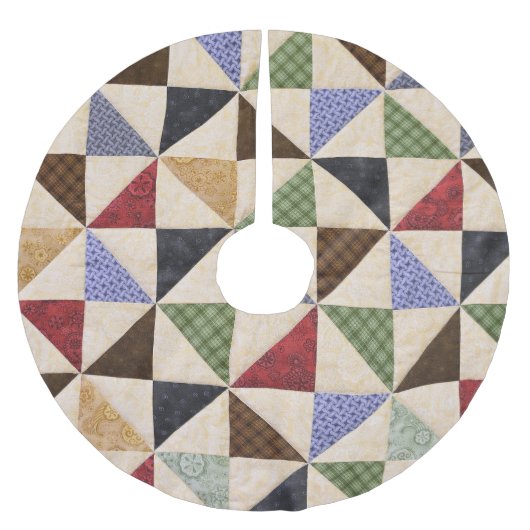 Kleurrijke Patchwork Quilt: Bloemtextuur. Kerstboom Rok (Voorkant)