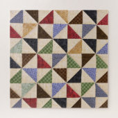 Kleurrijke Patchwork Quilt: Bloemtextuur. Legpuzzel (Horizontaal)