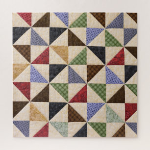 Kleurrijke Patchwork Quilt: Bloemtextuur. Legpuzzel