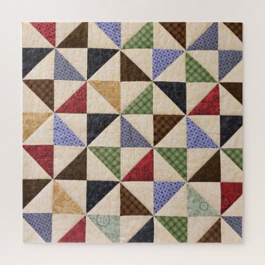 Kleurrijke Patchwork Quilt: Bloemtextuur. Legpuzzel (Verticaal)