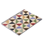 Kleurrijke Patchwork Quilt: Bloemtextuur. Notitieboek (Linkerzijde)
