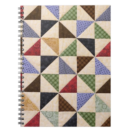 Kleurrijke Patchwork Quilt: Bloemtextuur. Notitieboek (Voorkant)