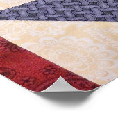Kleurrijke Patchwork Quilt: Bloemtextuur. Poster (Hoek)