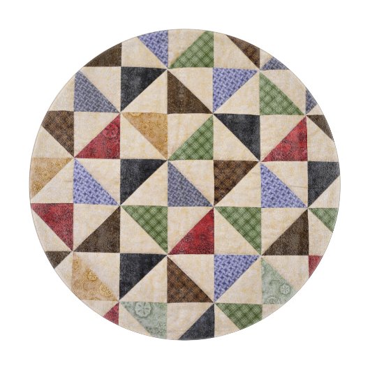 Kleurrijke Patchwork Quilt: Bloemtextuur. Snijplank (Voorkant)