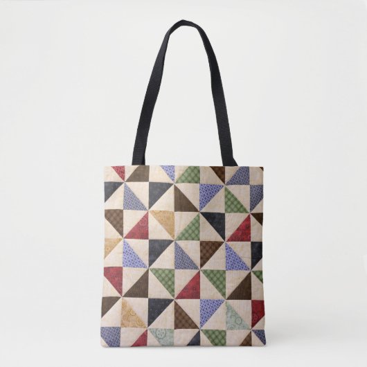 Kleurrijke Patchwork Quilt: Bloemtextuur. Tote Bag (Voorkant)