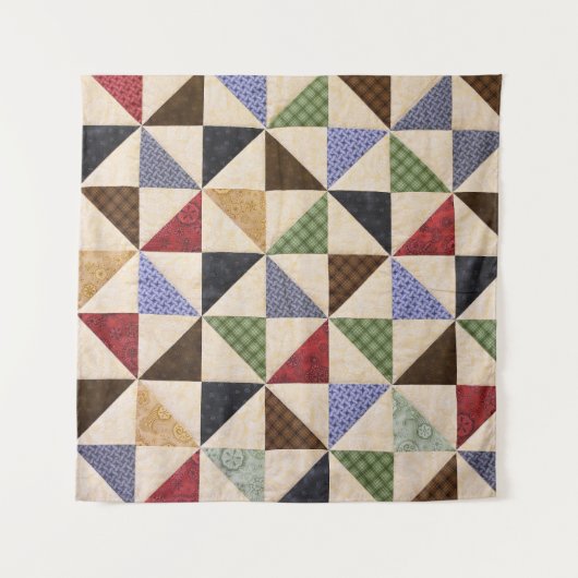 Kleurrijke Patchwork Quilt: Bloemtextuur. Wandkleed (Voorkant)
