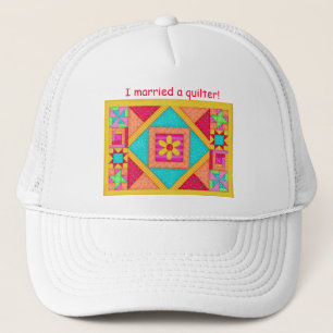 Kleurrijke patchwork quilt blokkeert kunst trucker pet