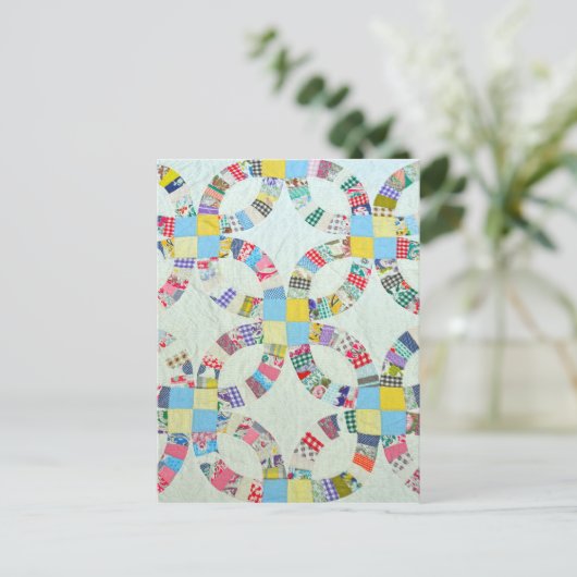 Kleurrijke patchwork quilt briefkaart (Staand voorkant)