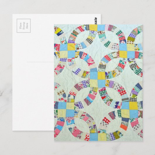 Kleurrijke patchwork quilt briefkaart (Voorkant / Achterkant)