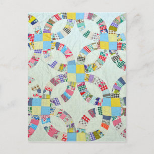Kleurrijke patchwork quilt briefkaart