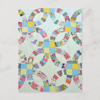 Kleurrijke patchwork quilt briefkaart