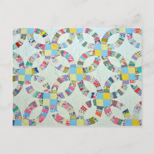 Kleurrijke patchwork quilt briefkaart