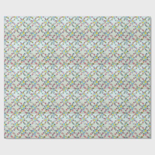 Kleurrijke patchwork quilt cadeaupapier (Vlak)