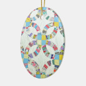 Kleurrijke patchwork quilt keramisch ornament (Links)