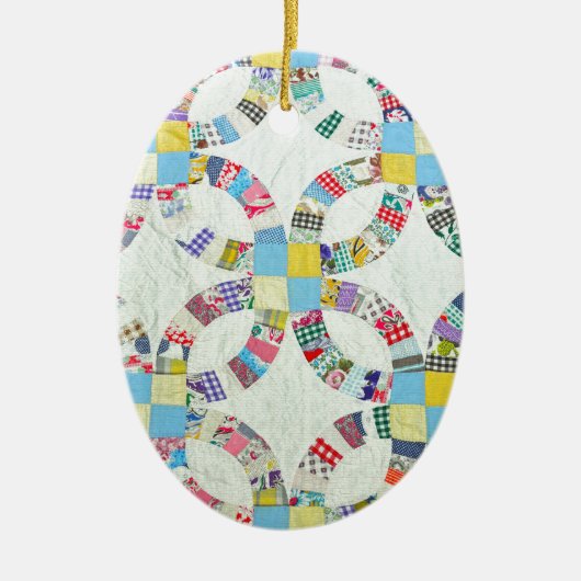 Kleurrijke patchwork quilt keramisch ornament (Voorkant)