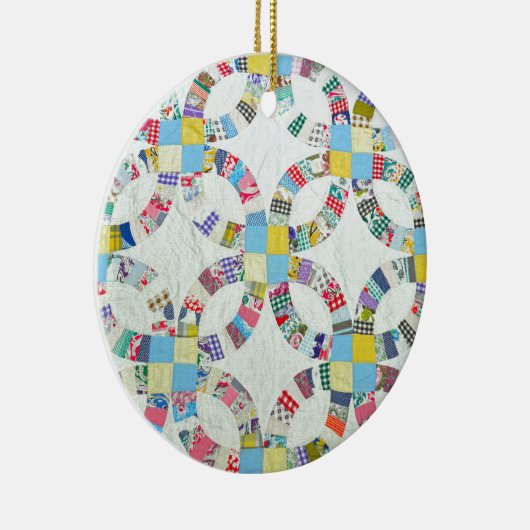 Kleurrijke patchwork quilt keramisch ornament (Rechts)