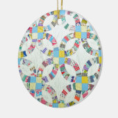 Kleurrijke patchwork quilt keramisch ornament (Links)