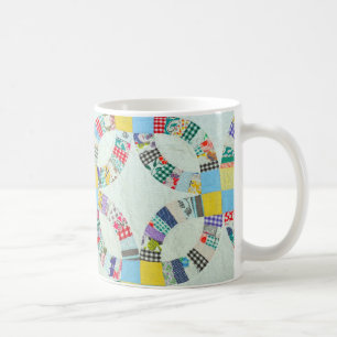 Kleurrijke patchwork quilt koffiemok