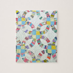 Kleurrijke patchwork quilt legpuzzel