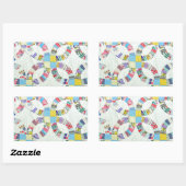 Kleurrijke patchwork quilt rechthoekige sticker (Vel)