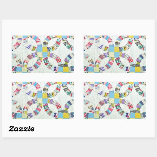 Kleurrijke patchwork quilt rechthoekige sticker (Vel)