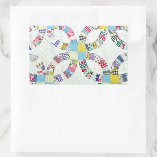 Kleurrijke patchwork quilt rechthoekige sticker (Tas)
