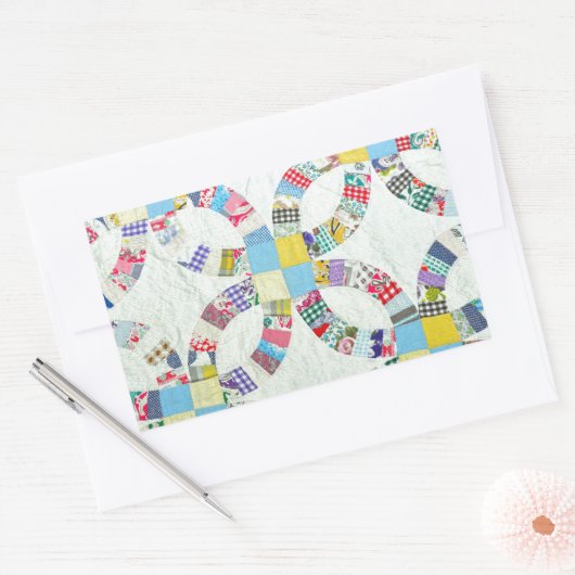 Kleurrijke patchwork quilt rechthoekige sticker (Envelop)