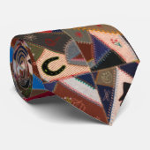 Kleurrijke  Patchwork Quilt Retro Patroon Stropdas (Opgerold)