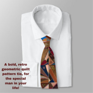 Kleurrijke  Patchwork Quilt Retro Patroon Stropdas