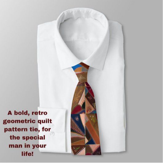 Kleurrijke  Patchwork Quilt Retro Patroon Stropdas