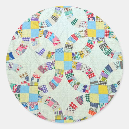 Kleurrijke patchwork quilt ronde sticker (Voorkant)