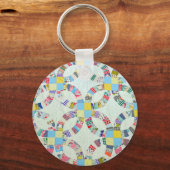 Kleurrijke patchwork quilt sleutelhanger (Voorkant)