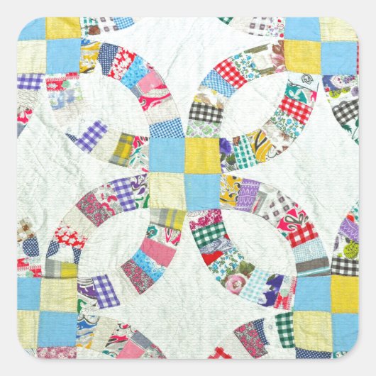 Kleurrijke patchwork quilt vierkante sticker (Voorkant)