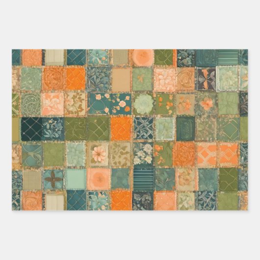 Kleurrijke Patchwork Quilt Wrapping Paper Sheets (Voorkant 2)