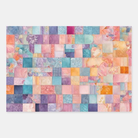 Kleurrijke Patchwork Quilt Wrapping Paper Sheets (Voorkant 3)