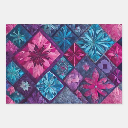 Kleurrijke Patchwork Quilt Wrapping Paper Sheets (Voorkant 2)