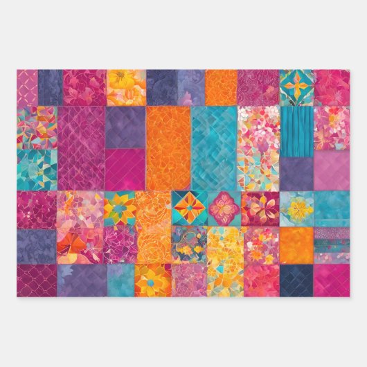 Kleurrijke Patchwork Quilt Wrapping Paper Sheets (Voorkant 2)