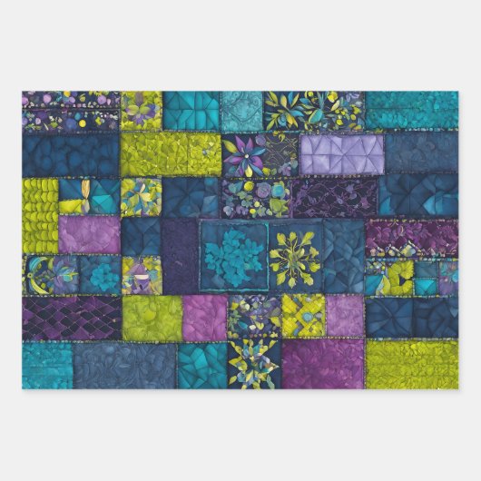 Kleurrijke Patchwork Quilt Wrapping Paper Sheets (Voorkant 2)