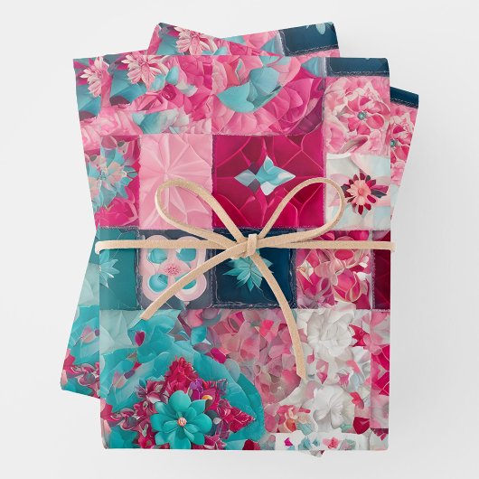 Kleurrijke Patchwork Quilt Wrapping Paper Sheets