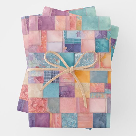 Kleurrijke Patchwork Quilt Wrapping Paper Sheets