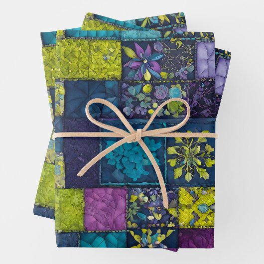 Kleurrijke Patchwork Quilt Wrapping Paper Sheets