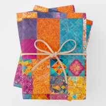 Kleurrijke Patchwork Quilt Wrapping Paper Sheets
