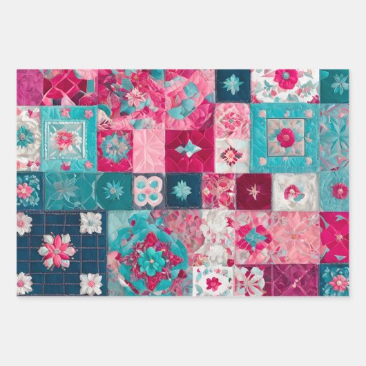 Kleurrijke Patchwork Quilt Wrapping Paper Sheets (Voorkant 2)